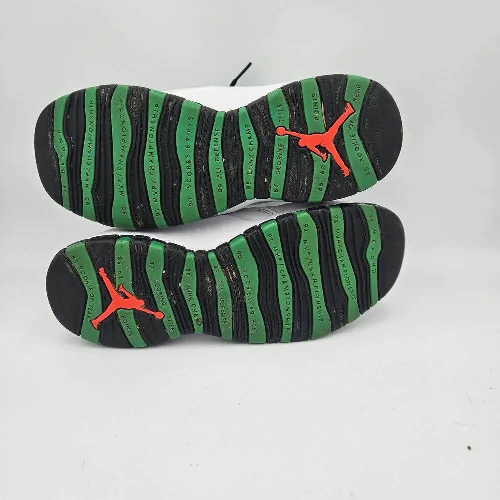 Nike Air Jordan 10 Retro Verde White Green Sneakers‎ Youth 6Y Fair Condition